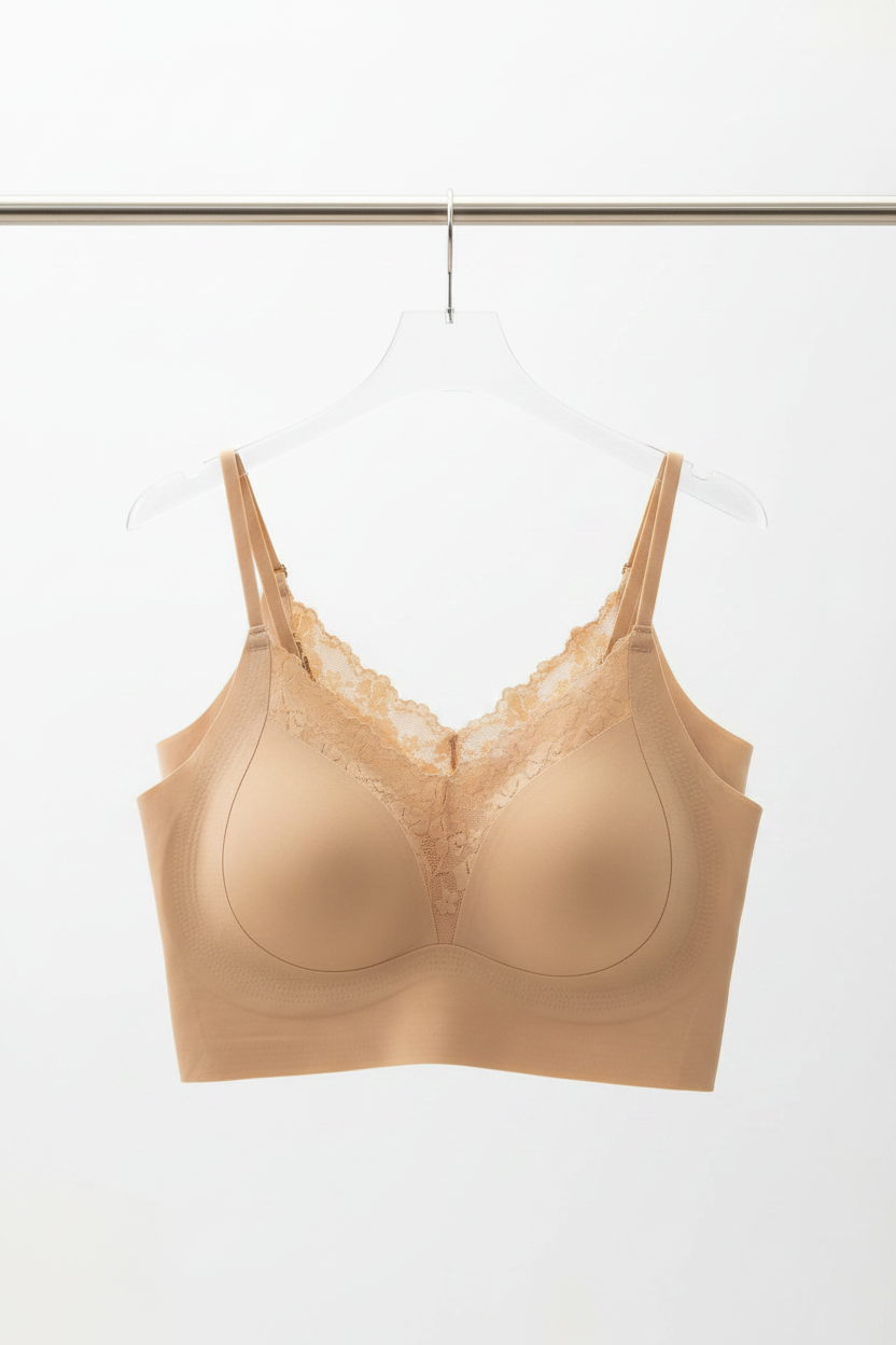 3 bralettes piel en un solo colgador